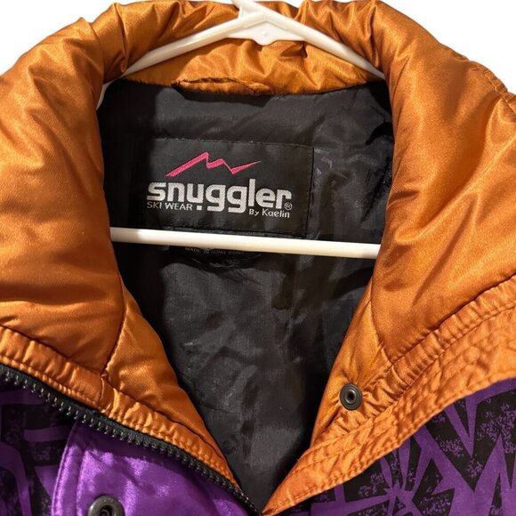 Vintage 80s Snuggler Ski Jacket – Purple & Orange Geometric – Size M - Picture 4 of 6